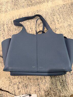 Celine Trifold Small Leather Tote Bag Shoulder Bag Washed Blue